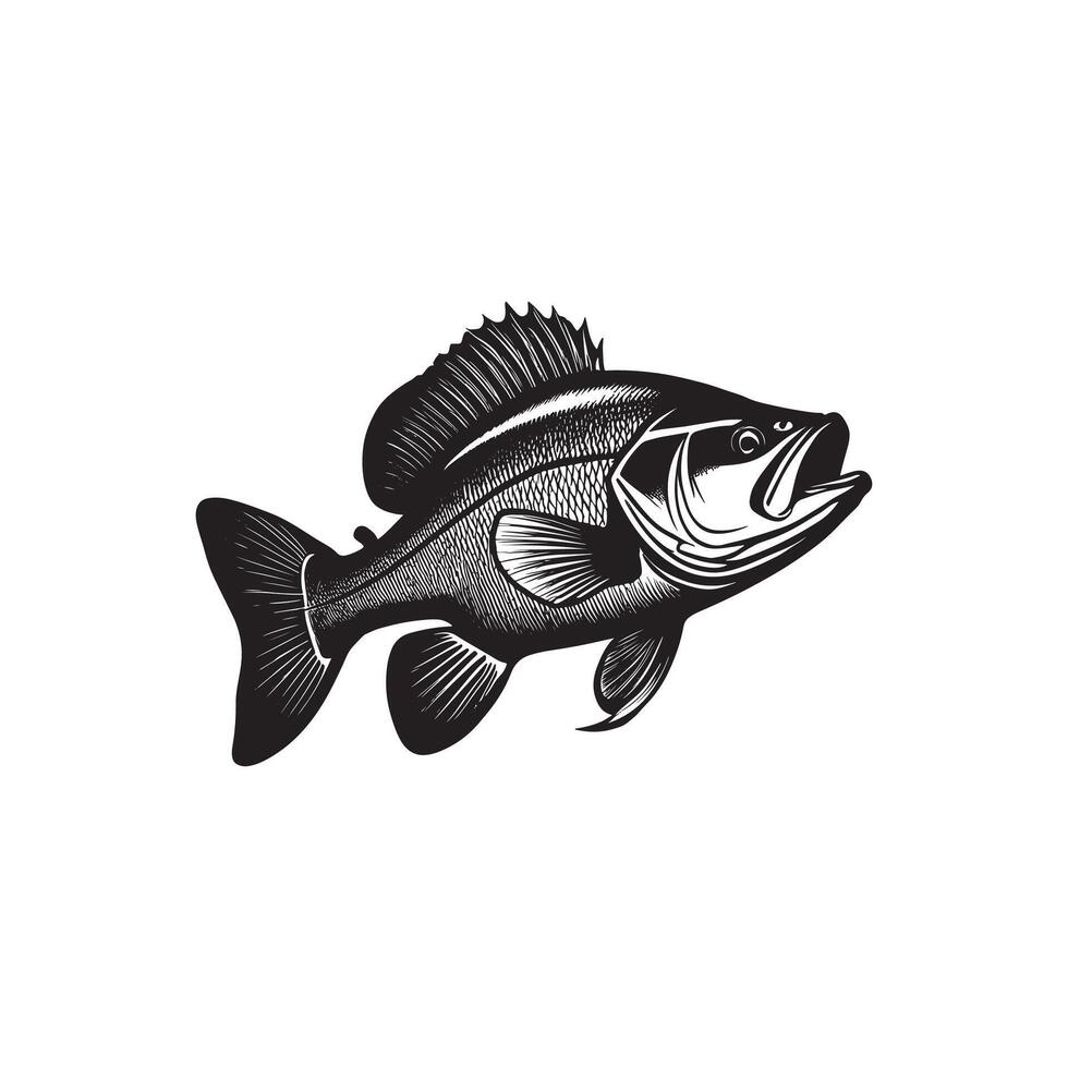 Sophisticated Fish Silhouette Design black and white vector