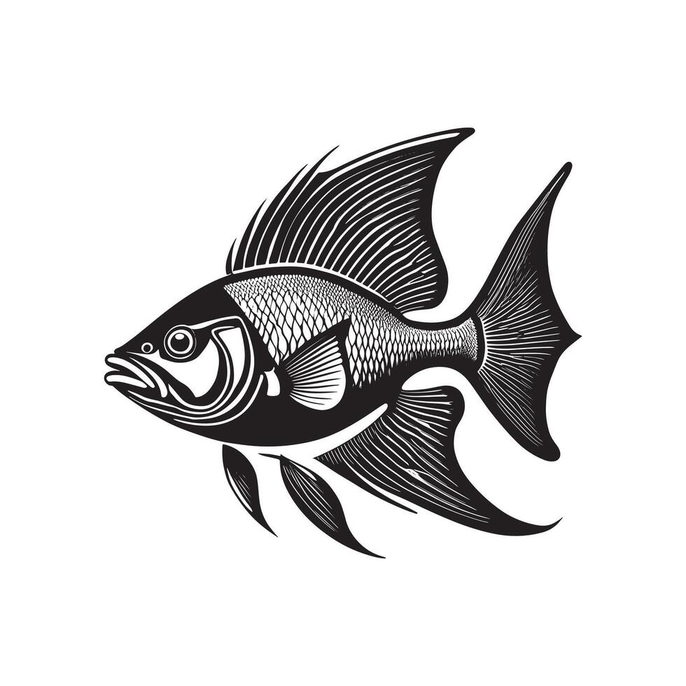 Contemporary Fish Silhouette Art with Clean Lines vector