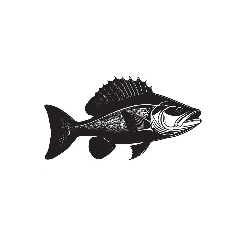 Aquatic Minimalism Fish Silhouette Art vector