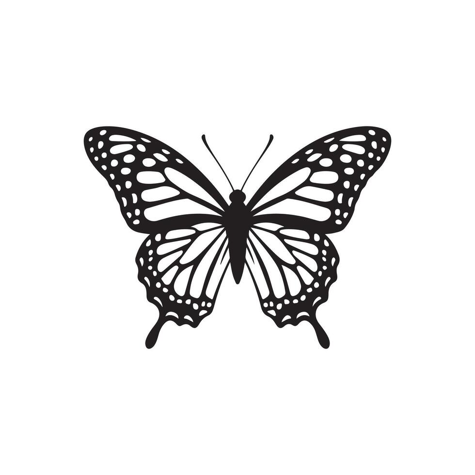 Detailed Butterfly Silhouette with Intricate Patterns vector