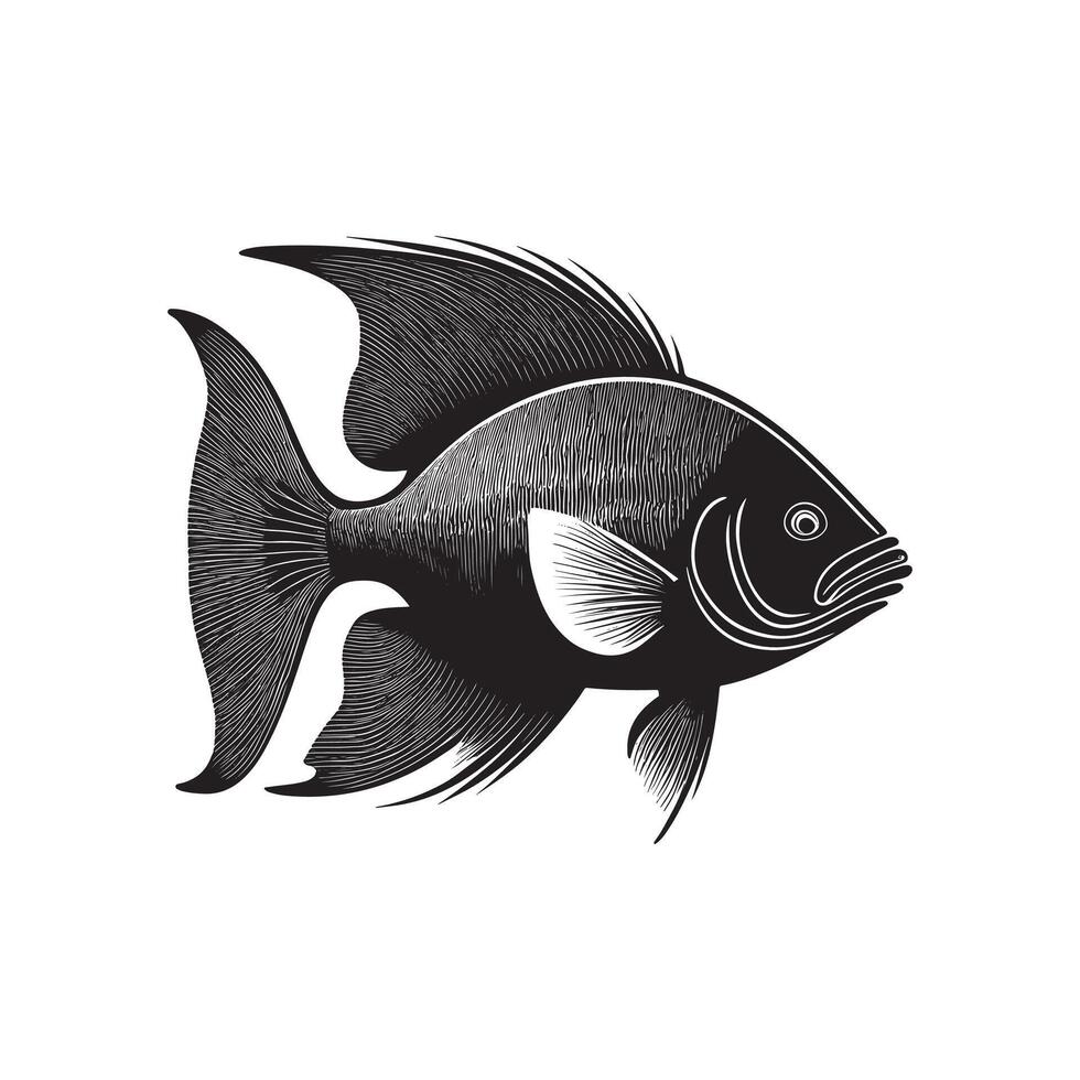 Intricate Fish Silhouette Design for Digital Art vector