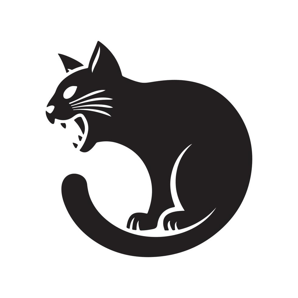 Mysterious Cat Silhouette with Whiskers vector