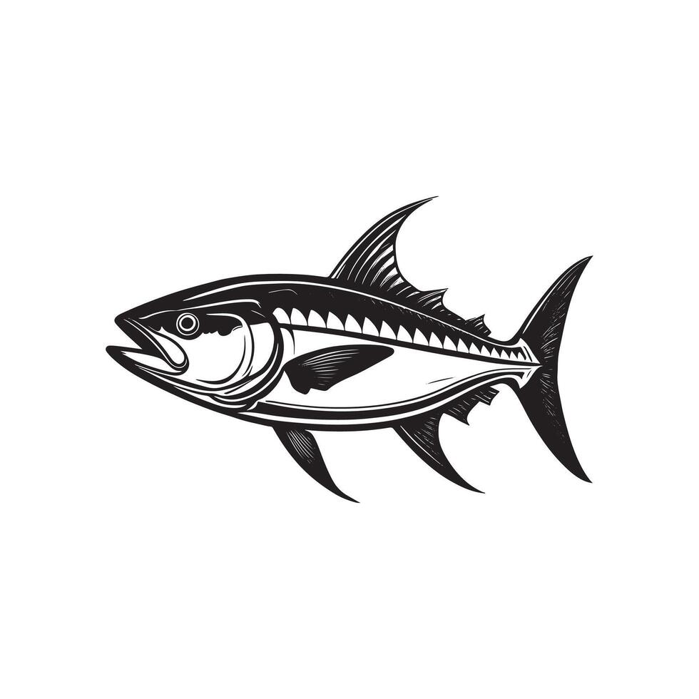 Elegant Fish Silhouette with Intricate Detail Design vector