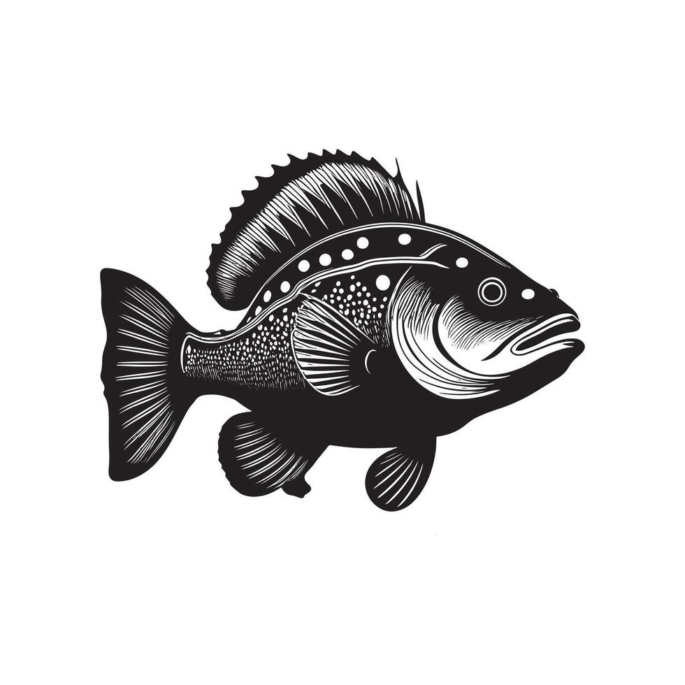 Timeless Fish Silhouette Art vector