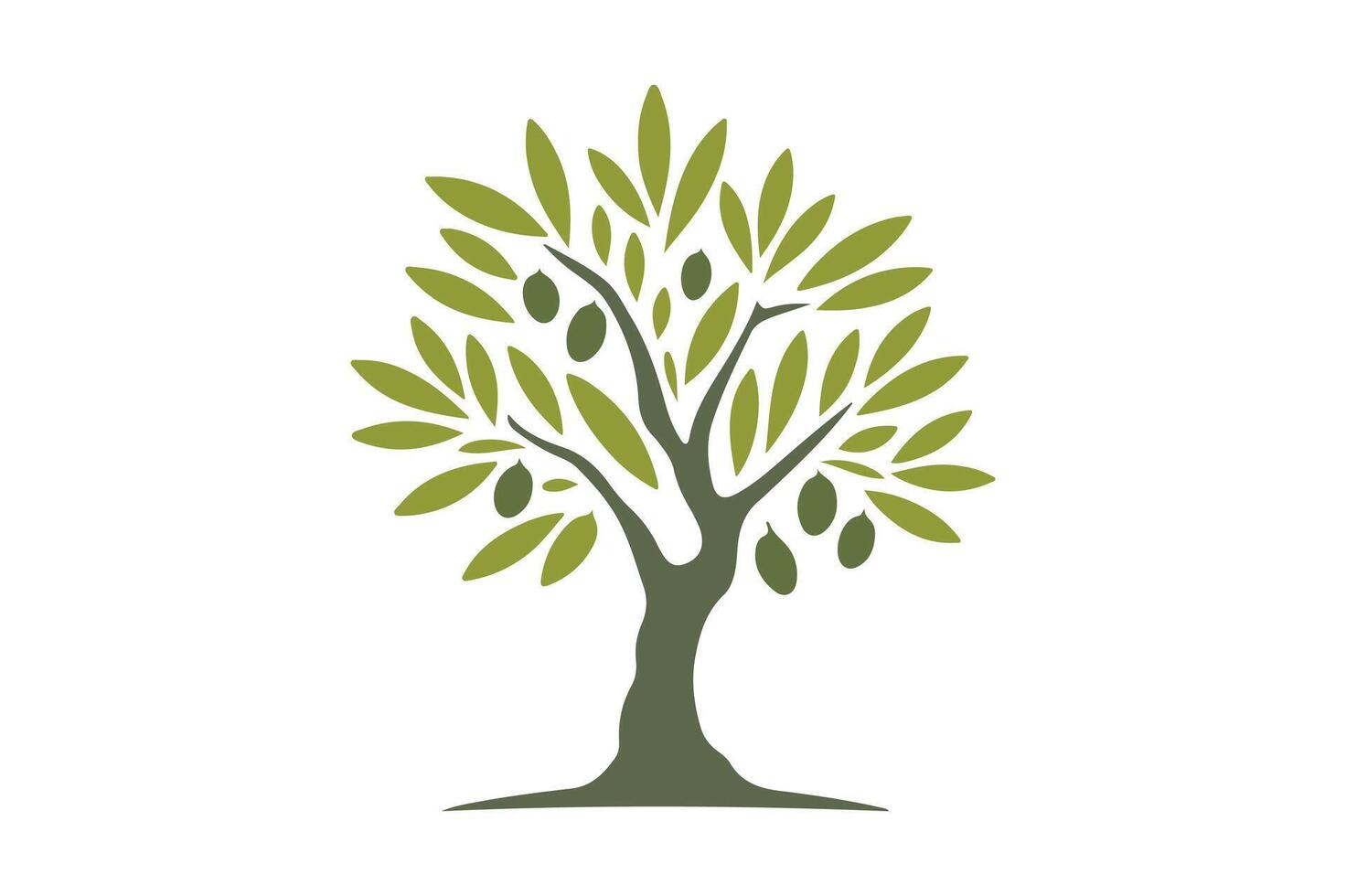 Olive tree Silhouette flat style minimalist clipart illustration. vector