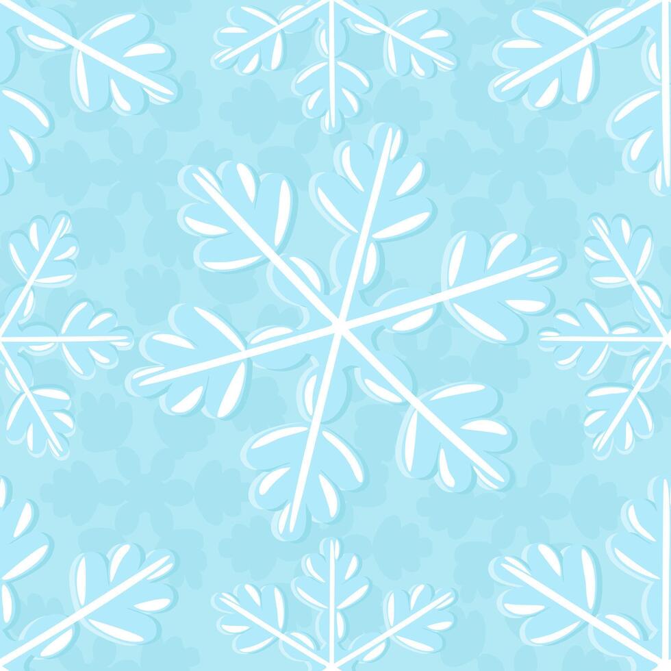 seamless pattern with snowflakes on light blue background vector