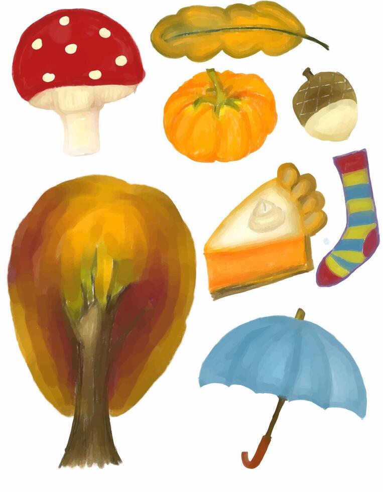 Autumn Fall Thanksgiving Halloween Illustration Watercolour Clipart Background Design Pattern print vector