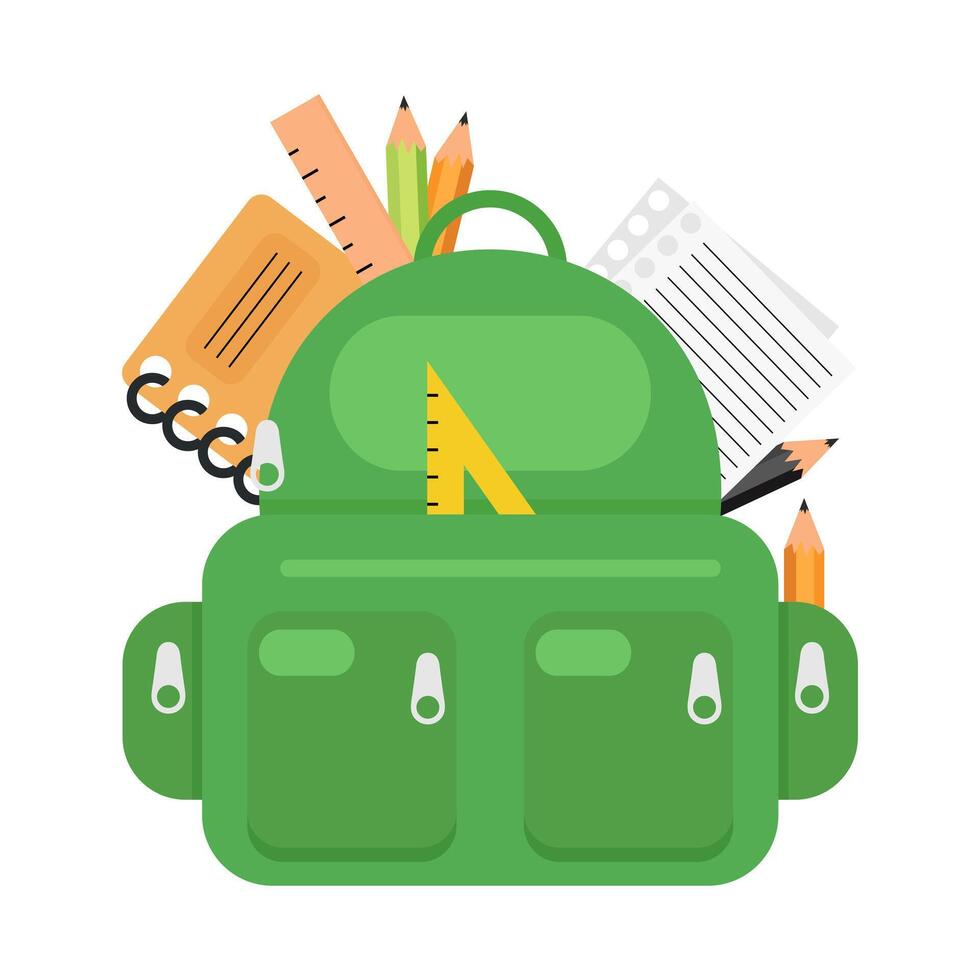 Back to School green Backpack vector