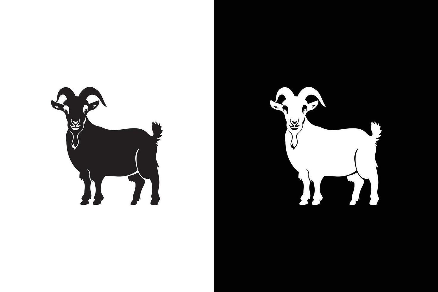 Goat logo icon silhouette illustration. Isolated of goat silhouette black white color vector
