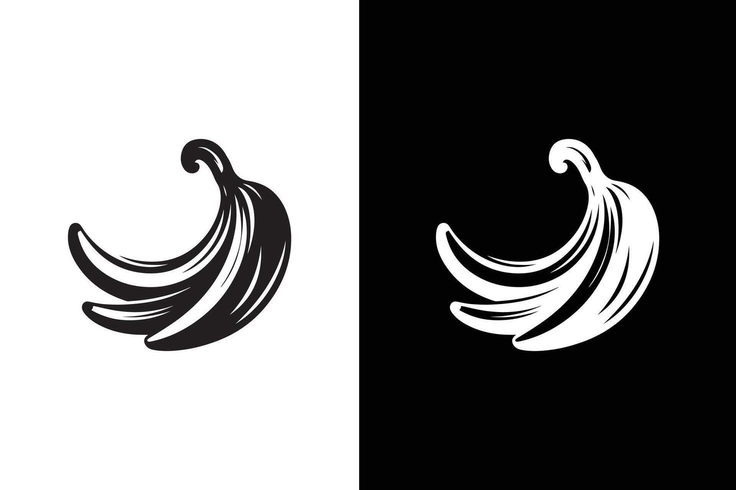 Banana silhouette icon isolated black background. Banana icon vector
