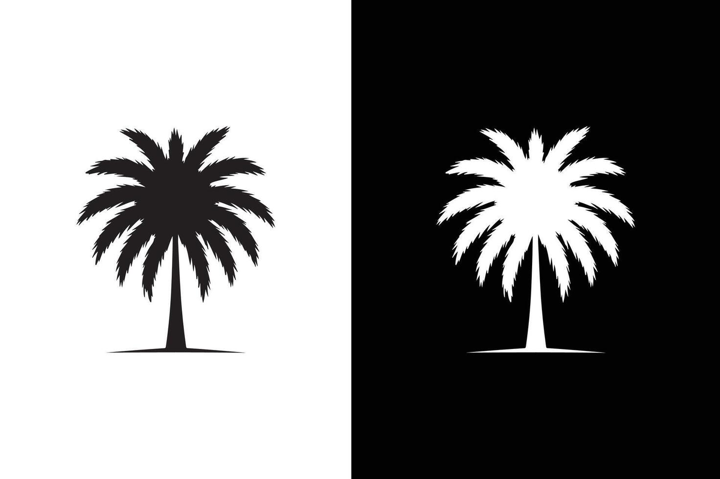 Palm tree silhouette icon illustration. Palm tree design element black white background. vector