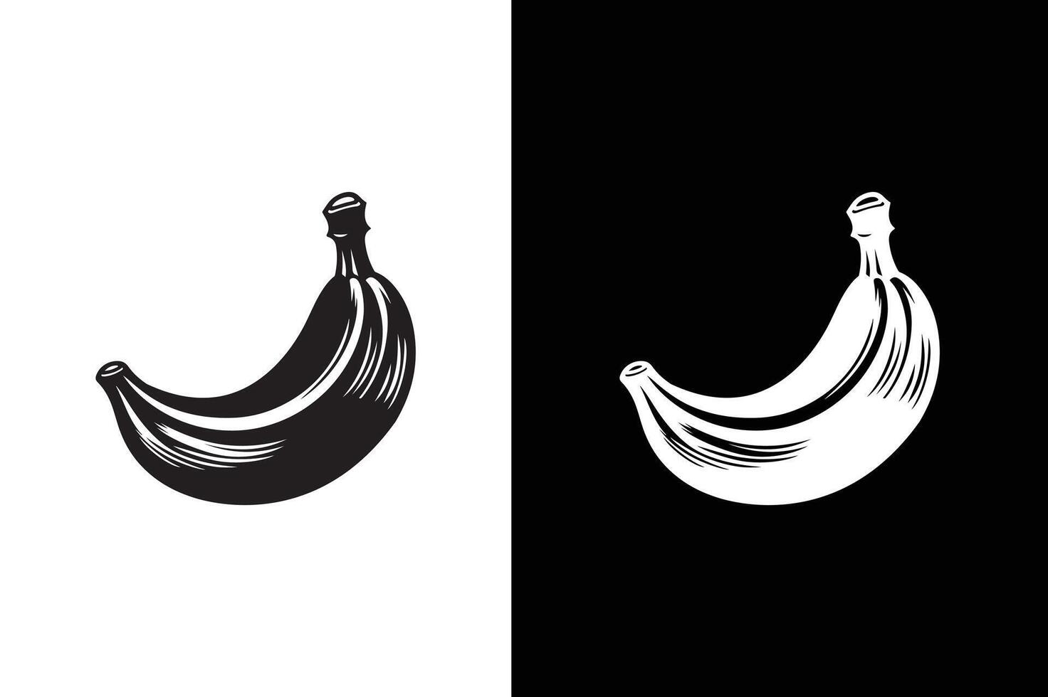 Banana silhouette icon isolated black white background. Banana icon illustration. vector
