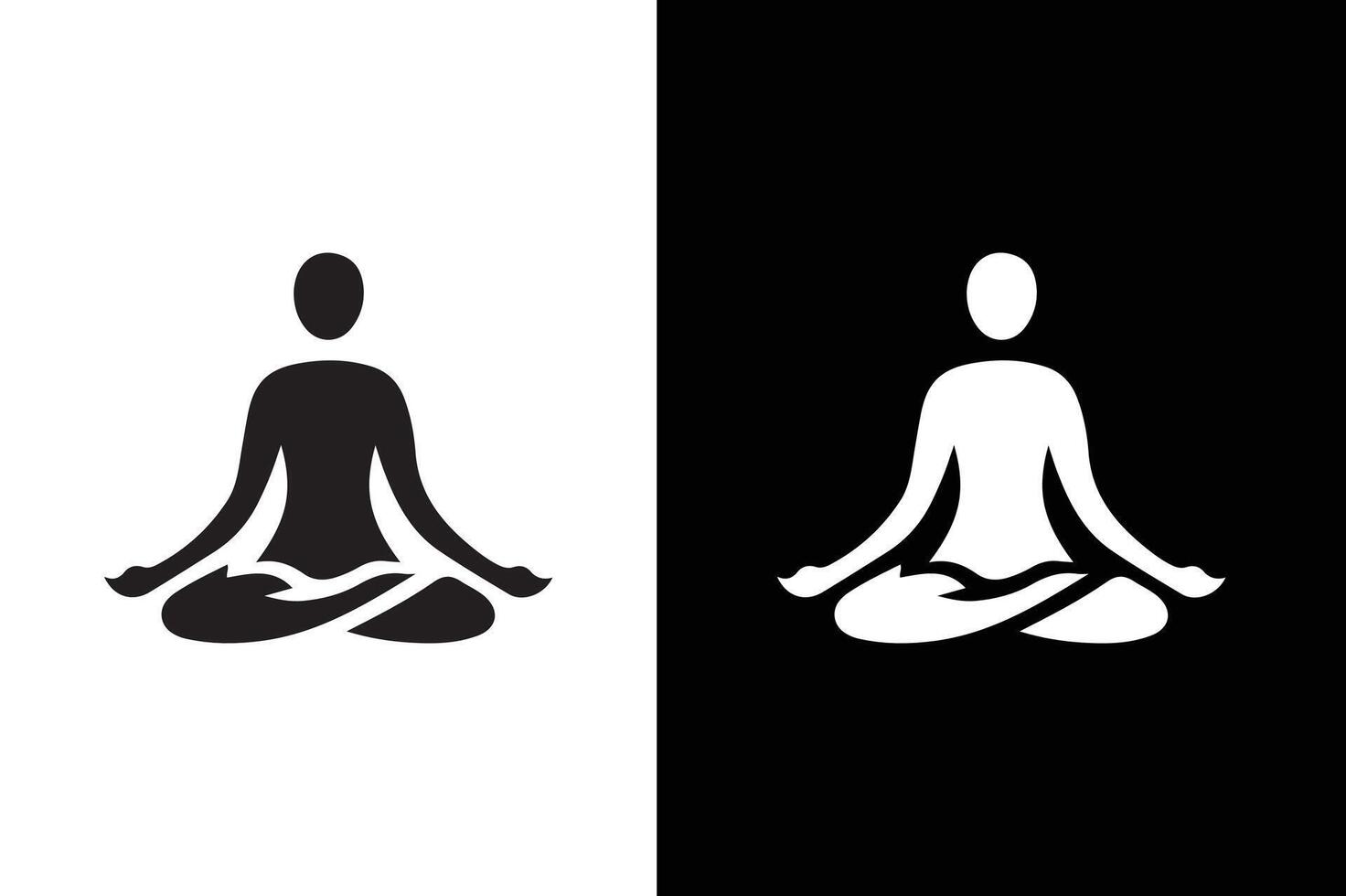 A person meditating in calmness flat icon silhouette for yoga meditation. vector