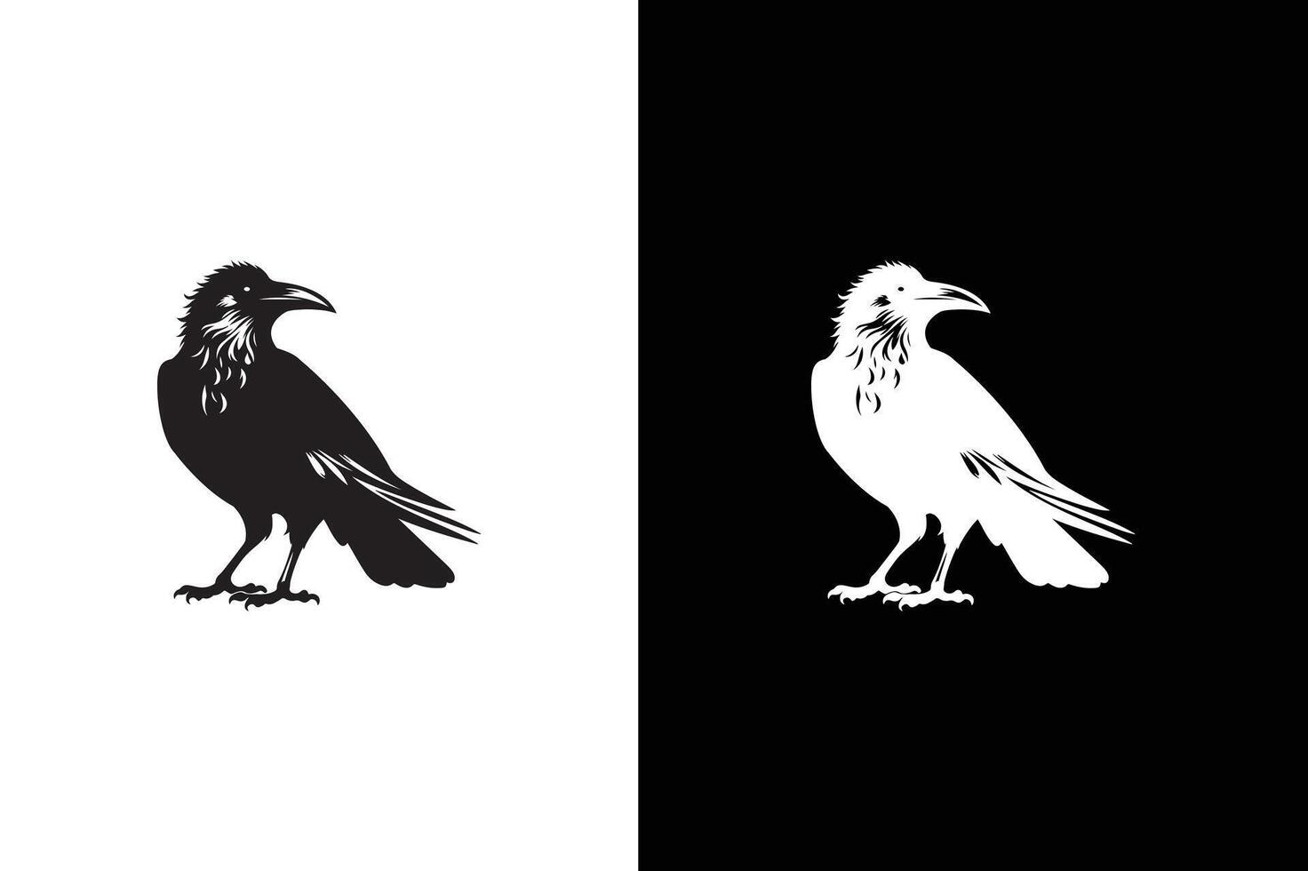 Crow silhouette icon illustration. Crow black white silhouette vector