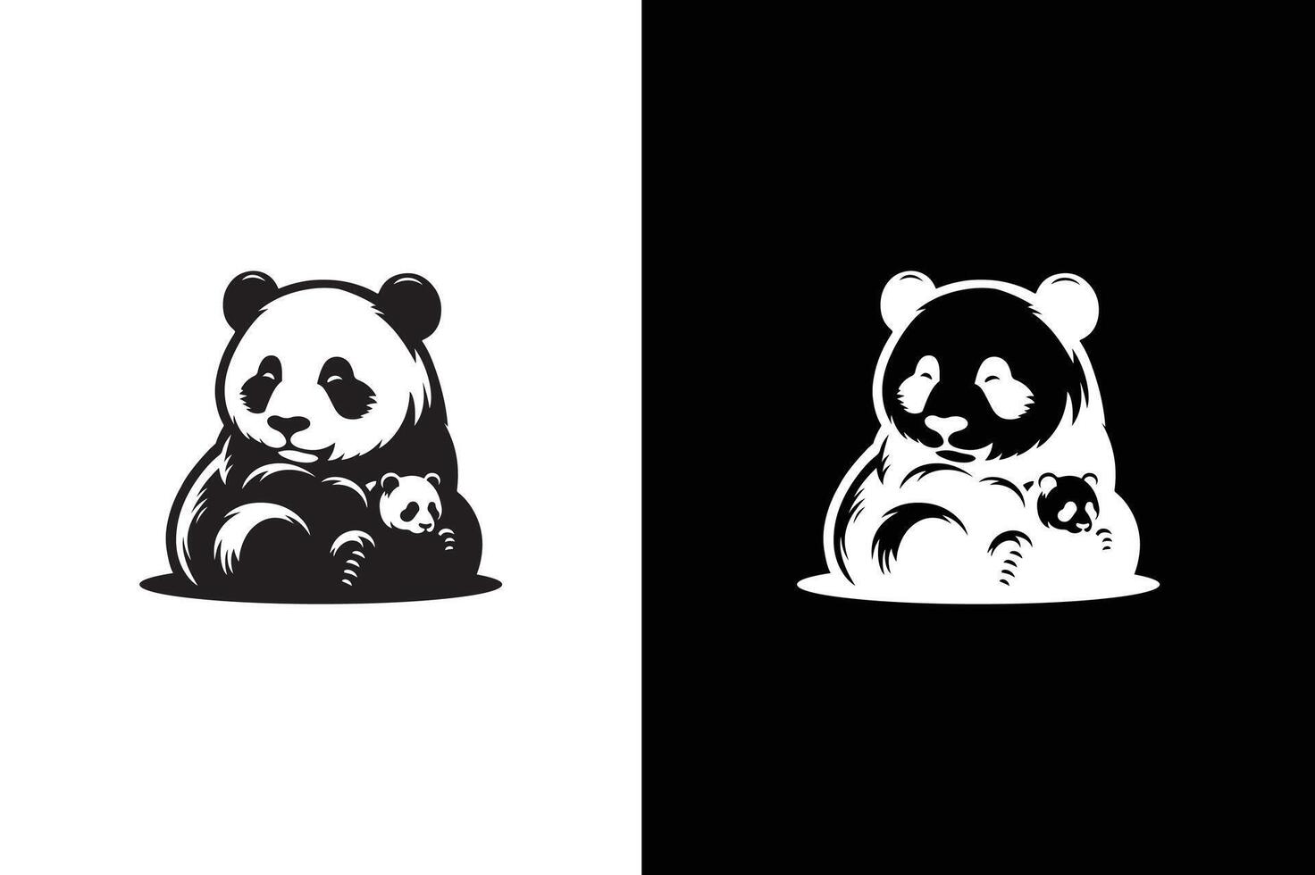 Panda bear icon illustration. Panda silhouette vector