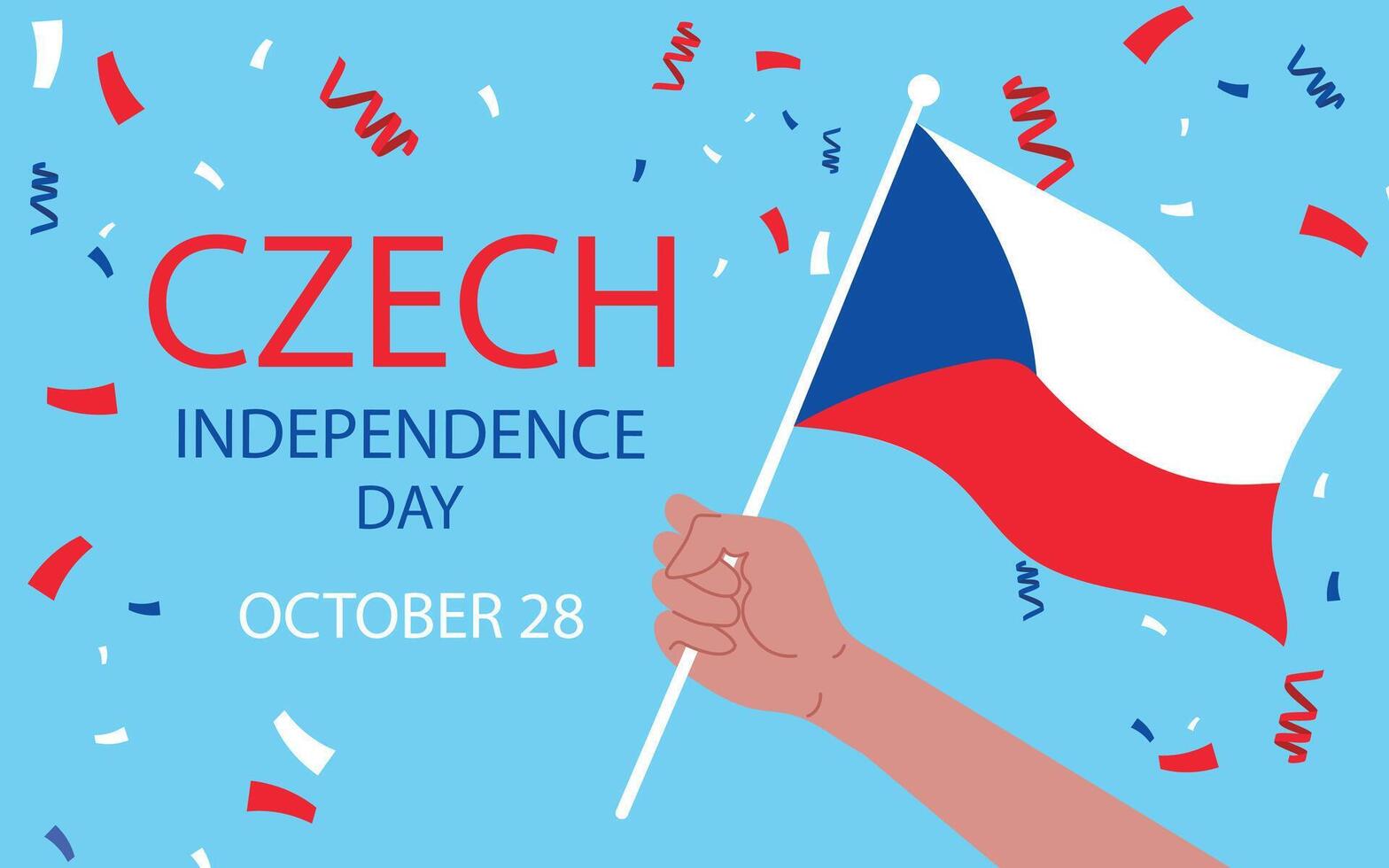 Czech Republic independence day greeting card, banner. National day 28th of October background with elements of flag. vector