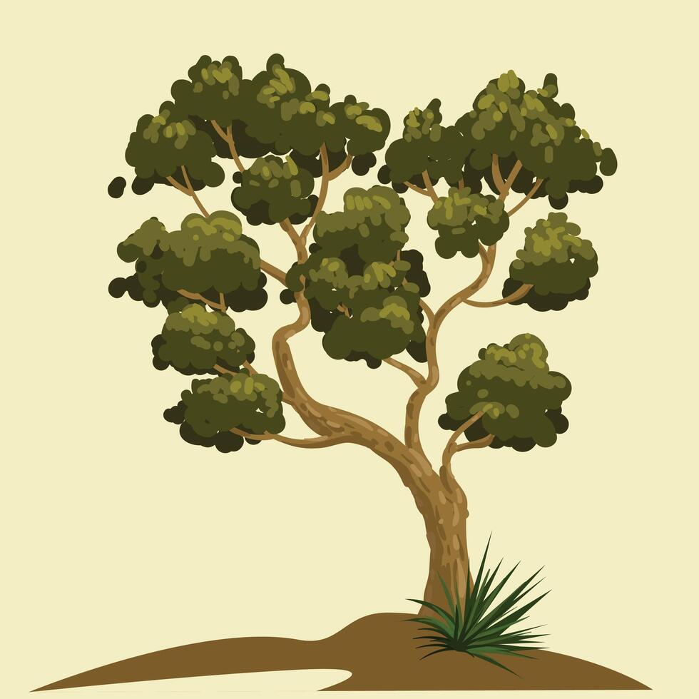 Green tree grass with leaf Background. vector
