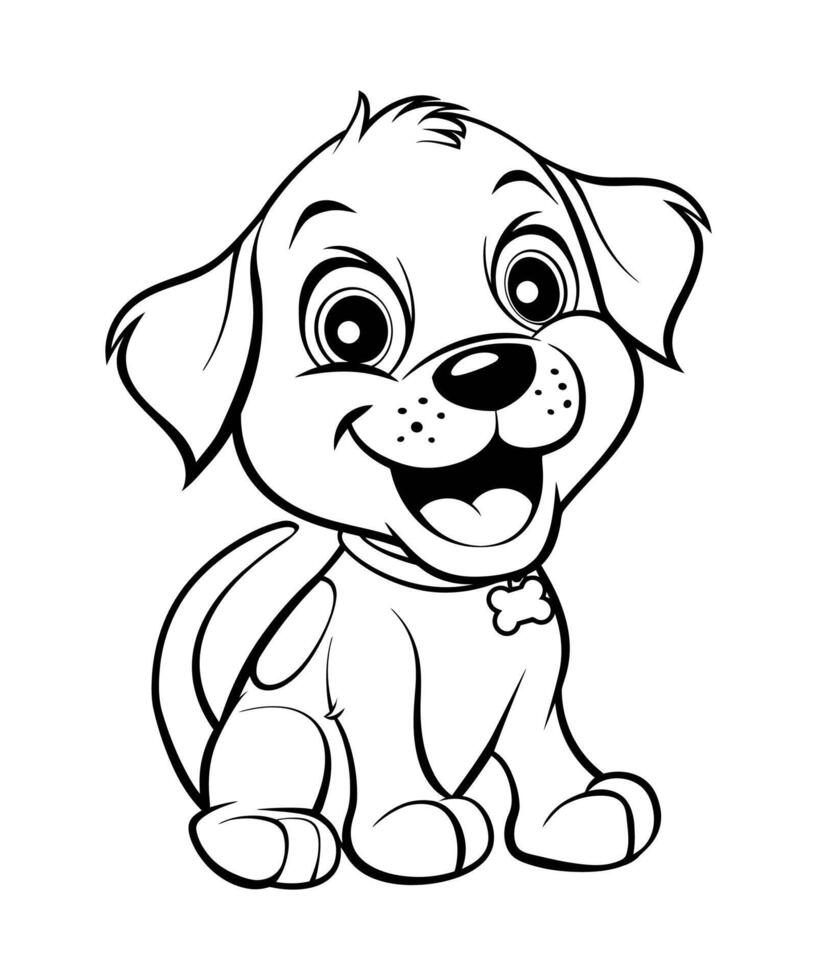 Fun and engaging coloring page showcasing a cute puppy with floppy ears vector