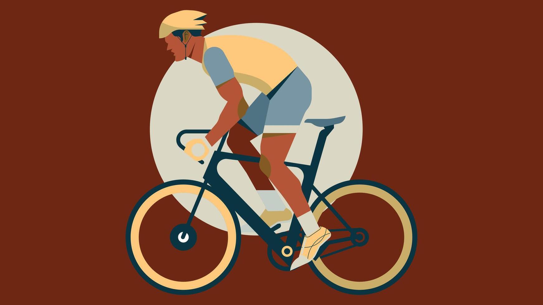a cyclist is riding on a bike in a flat design vector
