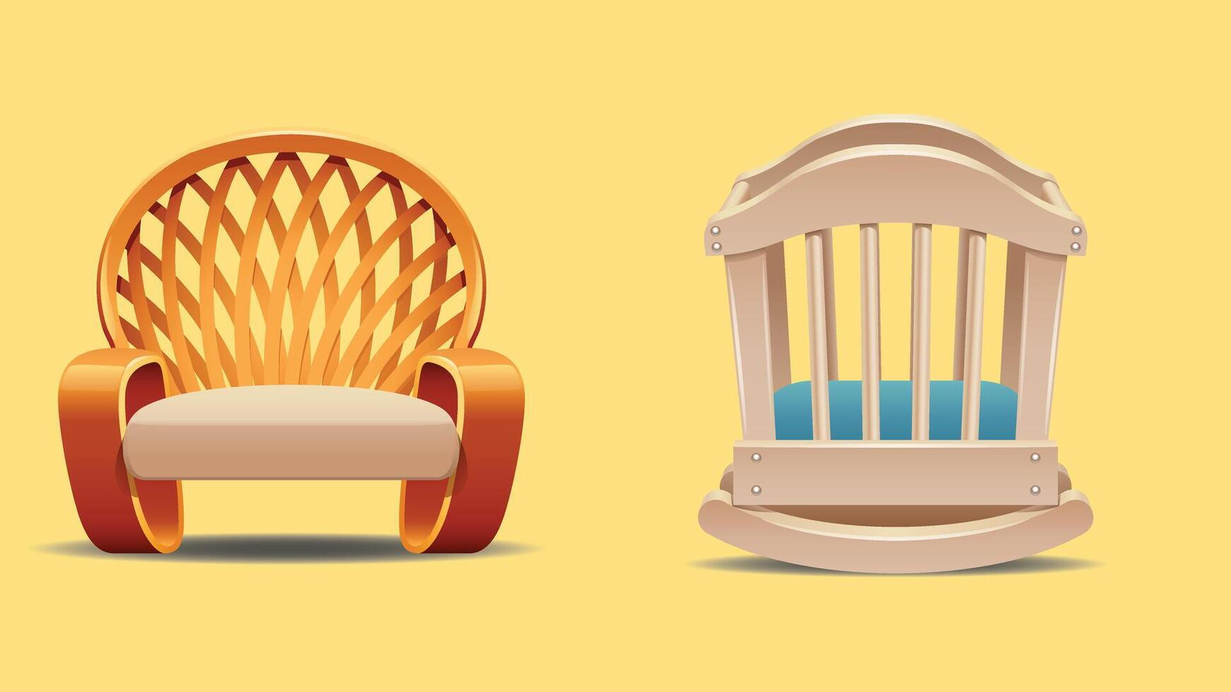 a set of chairs with different colors illustration vector