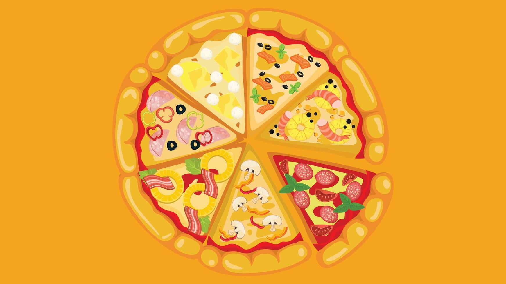 pizza slice on an isolated colored background vector