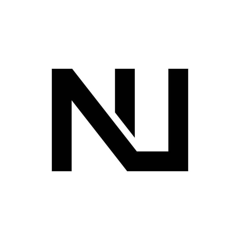 Letter Nu modern rectangle shape overlap logo design vector