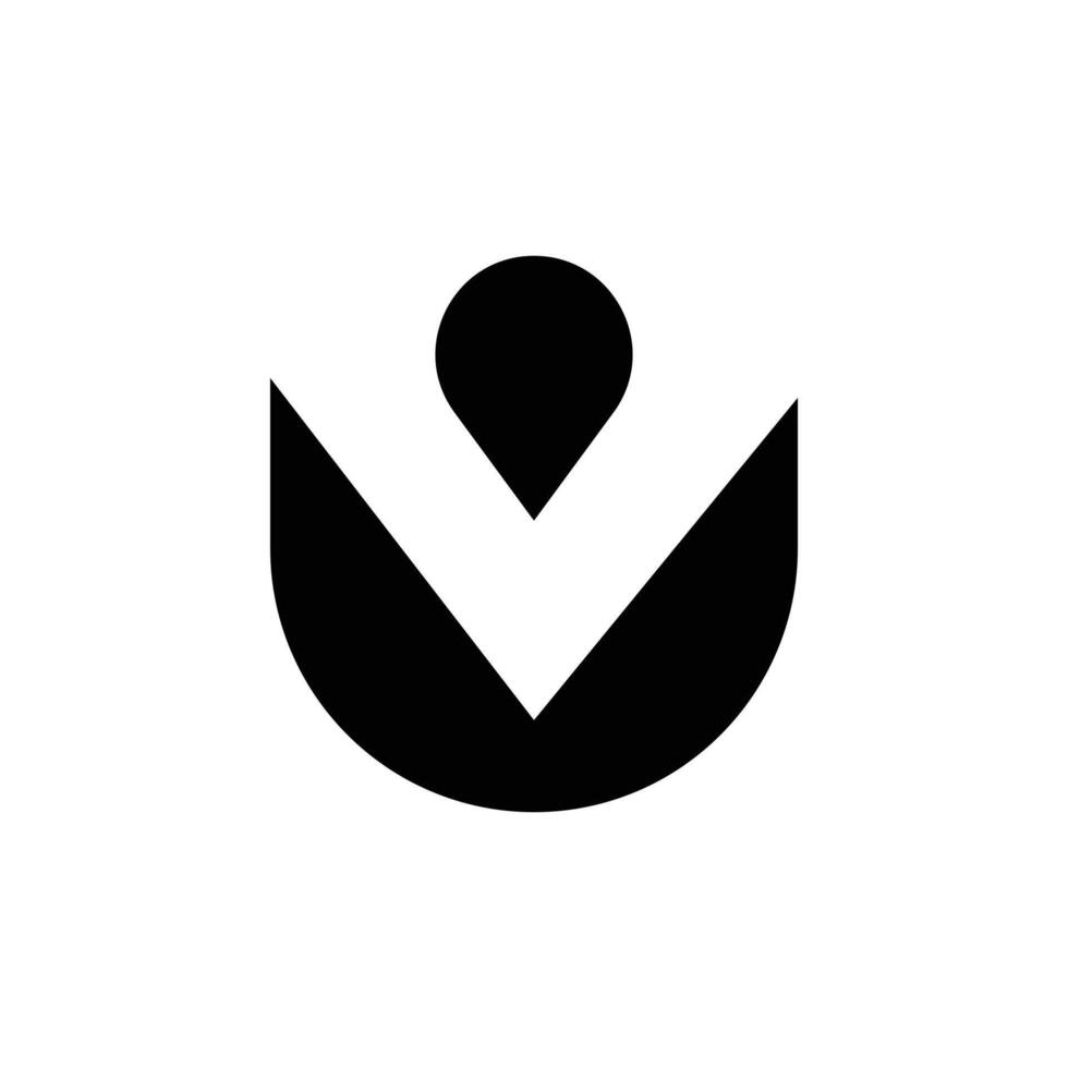 Letter V with modern flower shape negative space logo vector