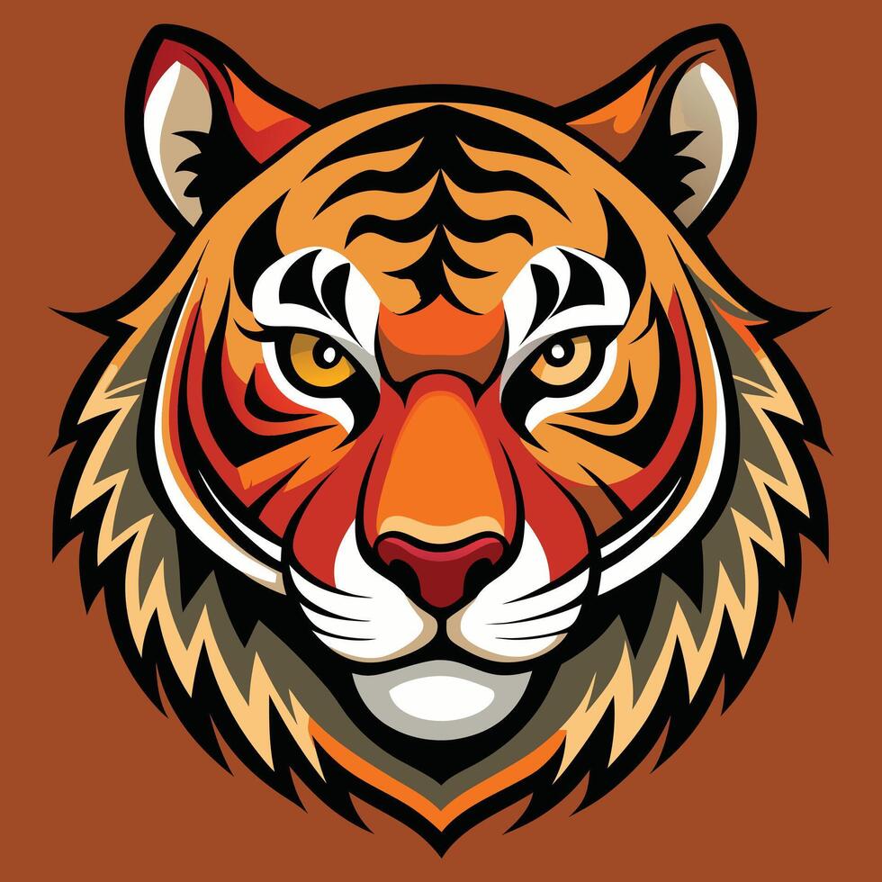 Tiger head with yellow and black colour illustration. vector