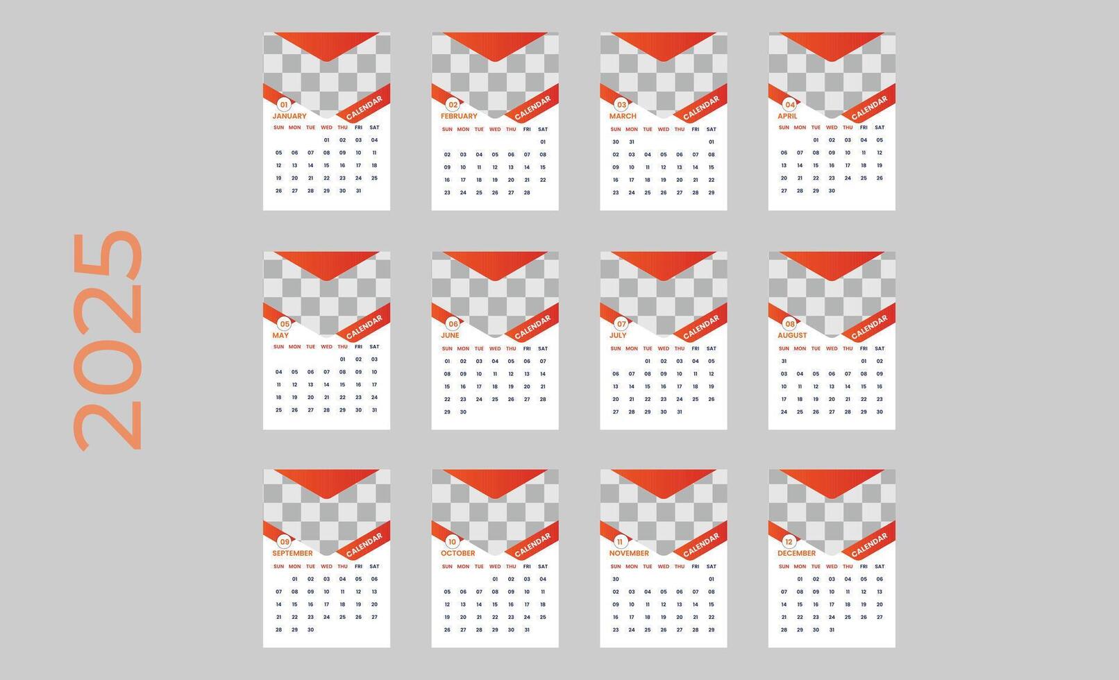 2025 calendar design vector