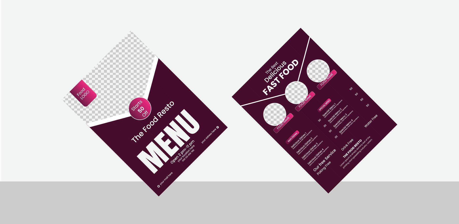 food menu design for food restaurants vector