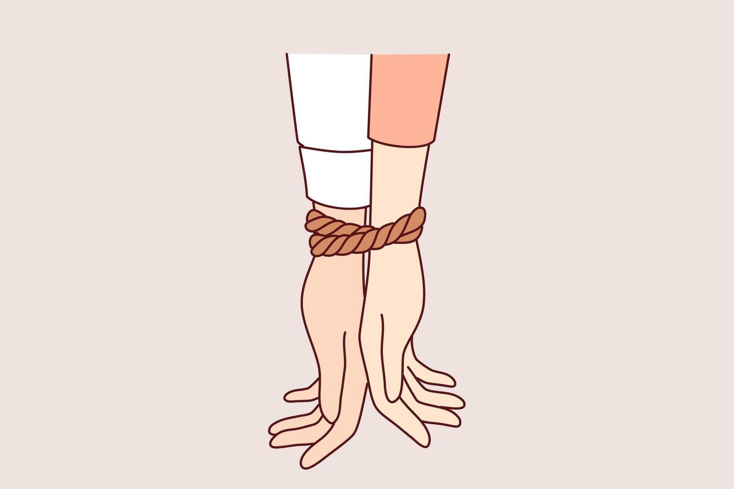 Tied hands of people in toxic relationships symbolize communication problems among men and women vector