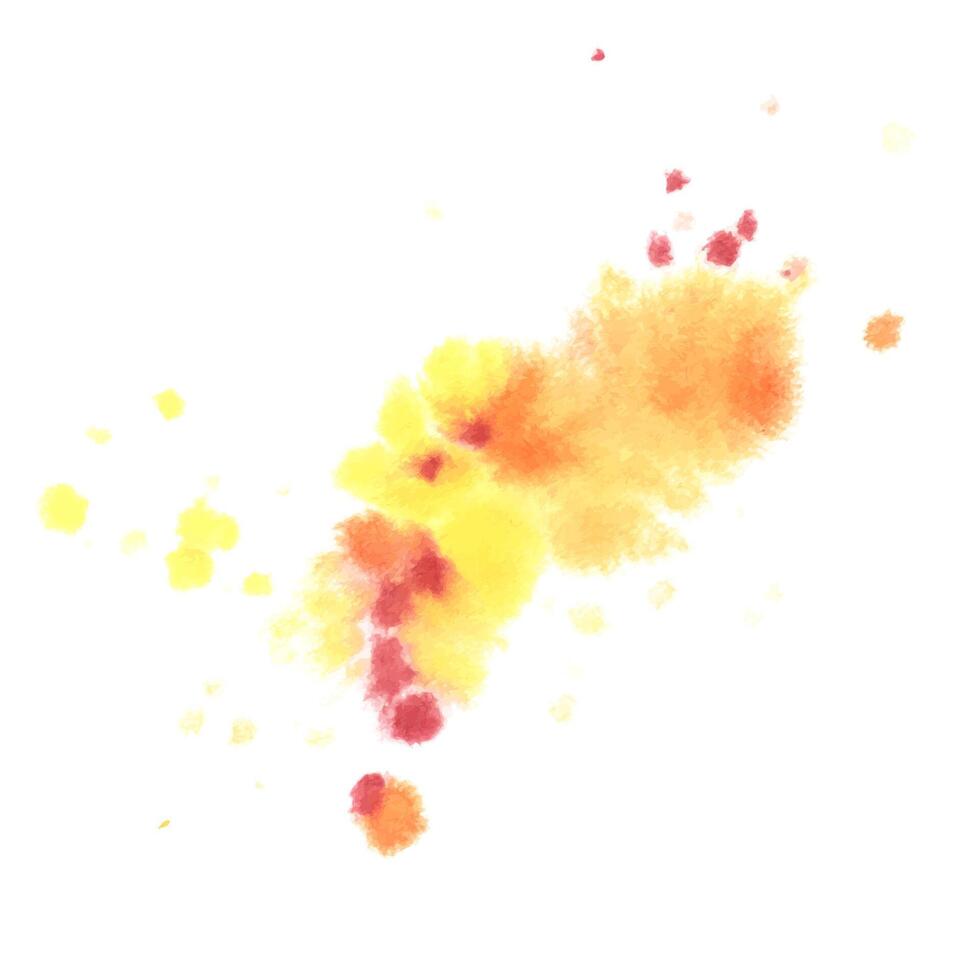Watercolor paint spots and splashes, chaotic, beautiful, dynamic yellow, orange and burgundy colors, in autumn colors. Watercolor illustration, hand-drawn. A object isolated from the background. vector