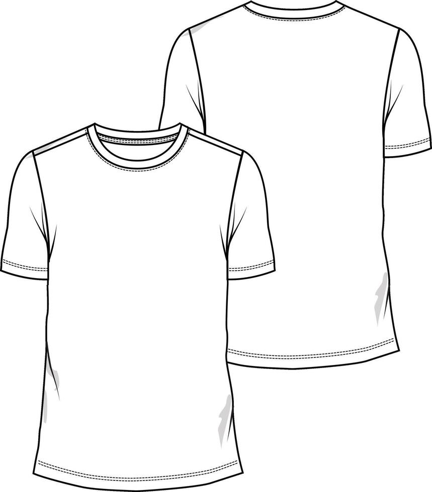 Men basic t-shirt crew neck short sleeve regular hem vector