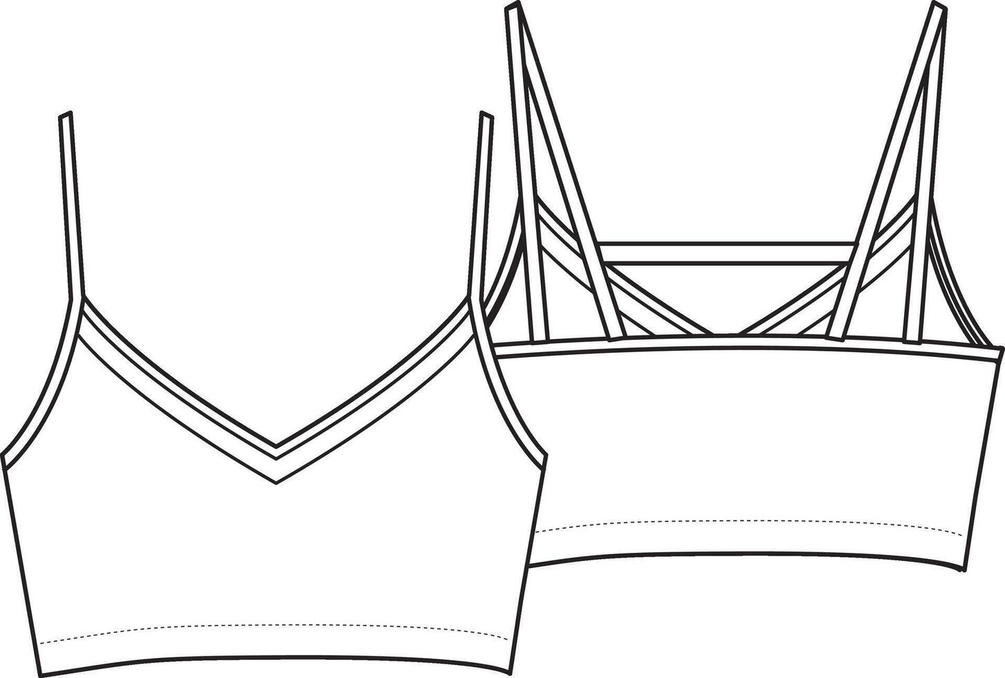 Woman triangle bralette straps bra fashion sketch vector