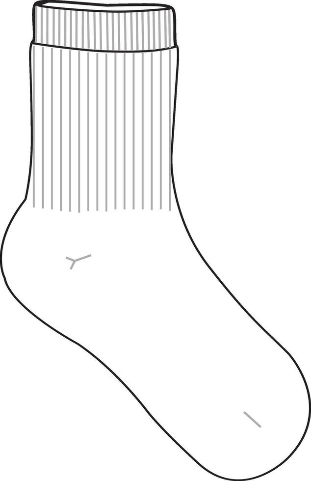 Mid length socks men and women flat sketch vector