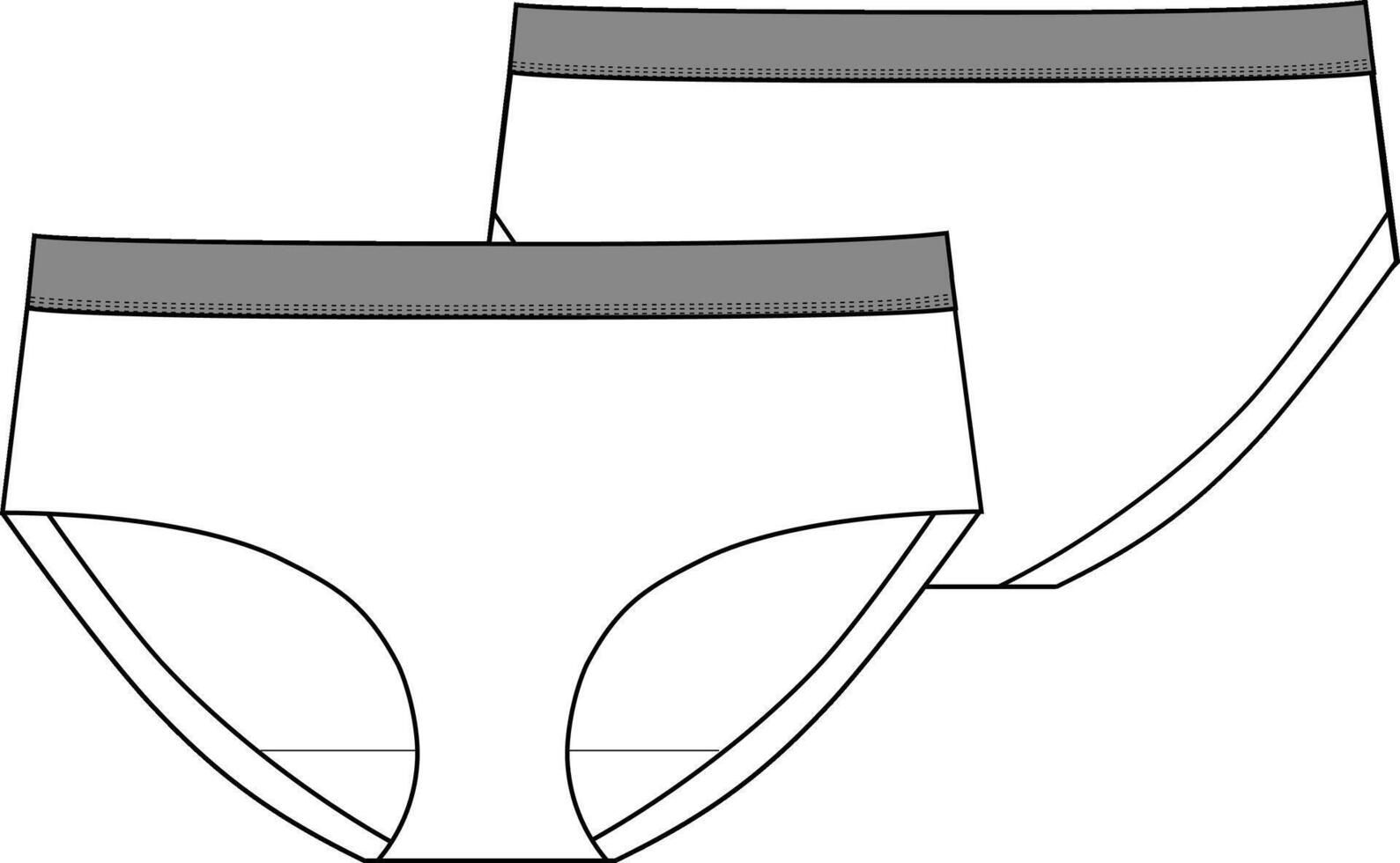 Woman underwear bikini panties seamless laser-cut flat sketch design vector