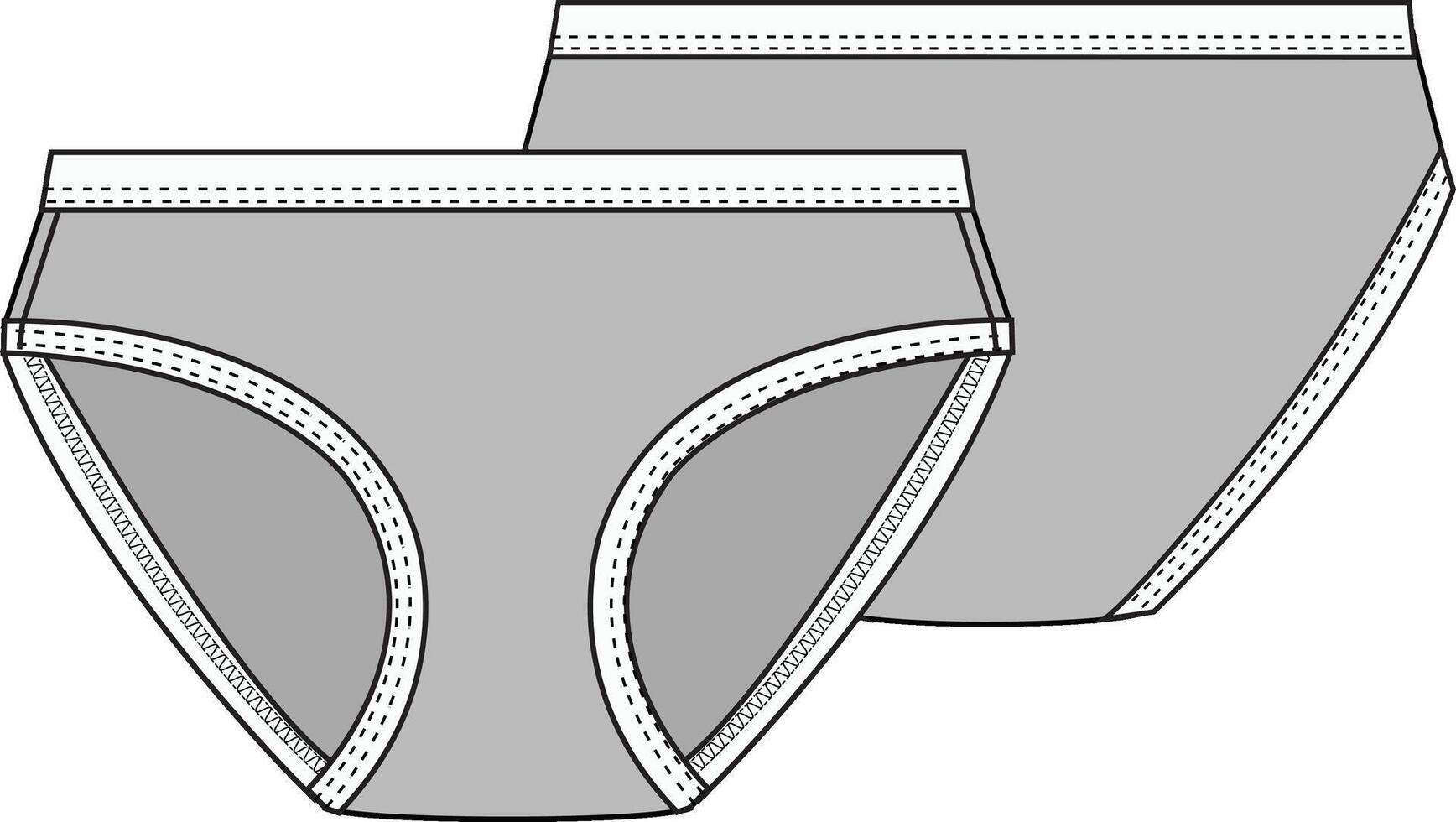 Kid toddler underwear panty bikini flat sketch vector