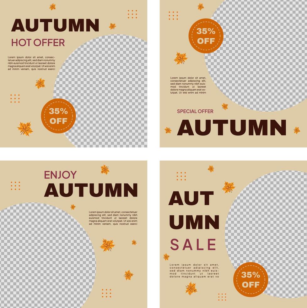 simple autumn template set promotion vector