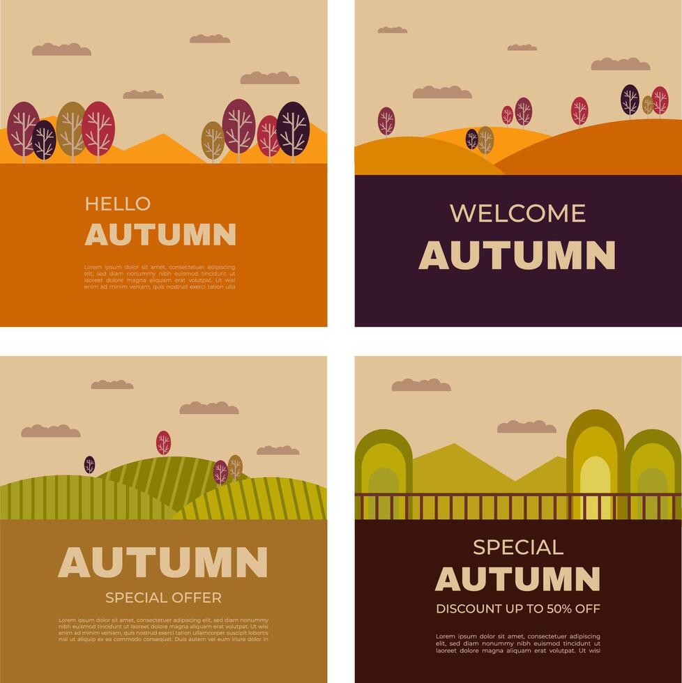 simple autumn illustration template for social media vector