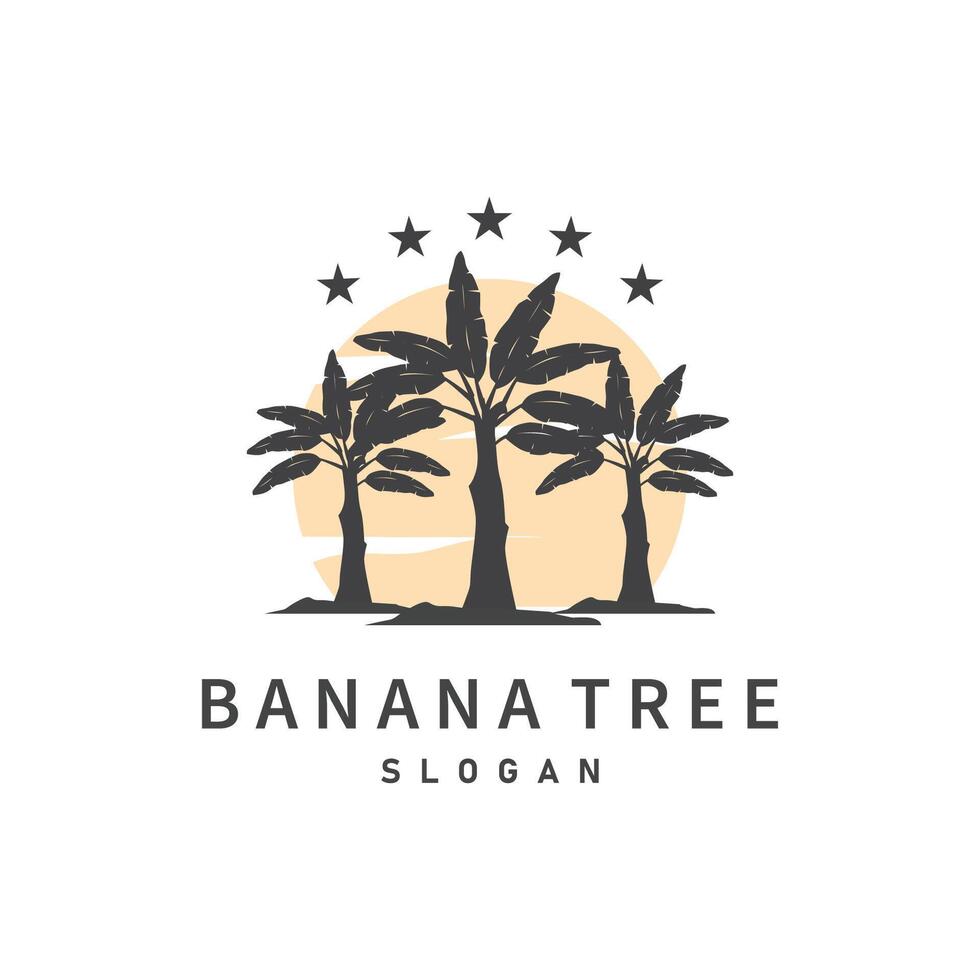 Banana Tree Logo, Banana Tree Simple Silhouette Design, Plant Icon Symbol Illustration vector