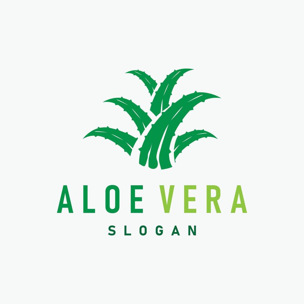 Aloe Vera Logo Design Simple Illustration Health Herbal Plant Grass vector