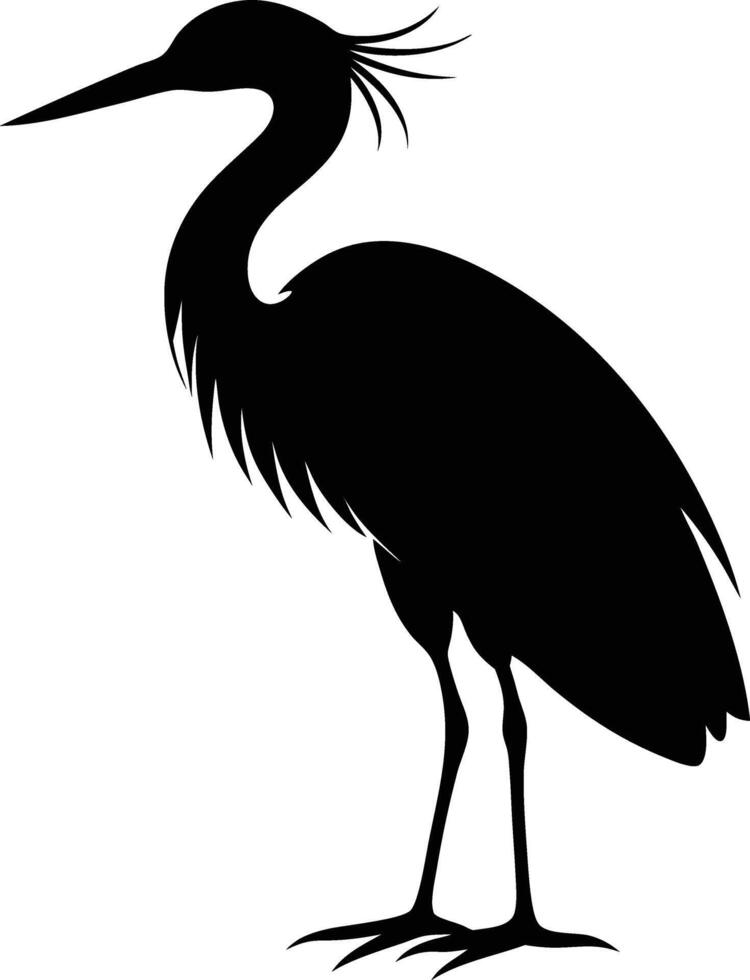 Stunning Heron Silhouette Amidst Reeds Quietude of a Riverbank vector