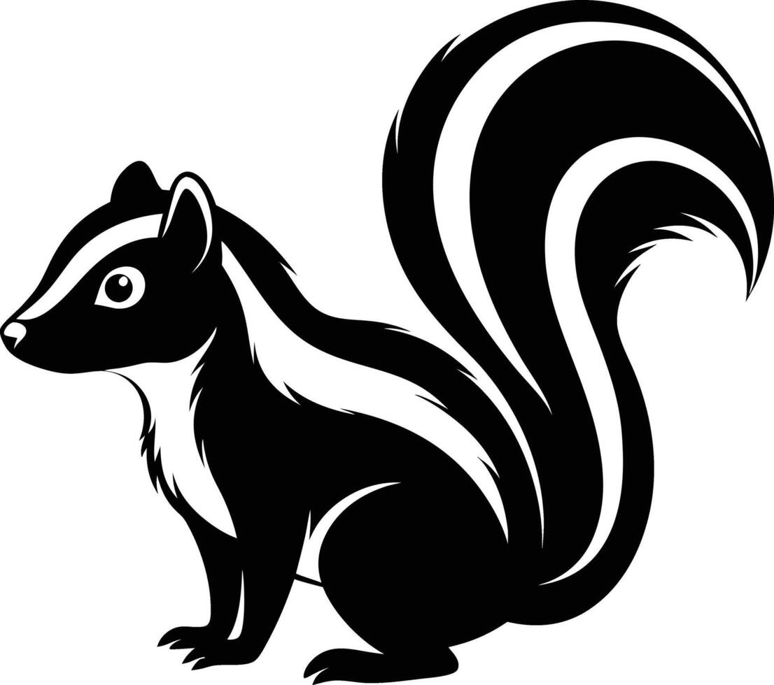 Charming Skunk Silhouette at Sunset A Quiet Woodland Encounter vector