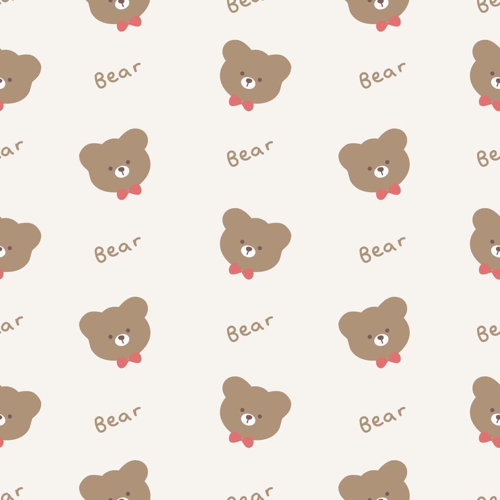 Seamless pattern with cute bear vector