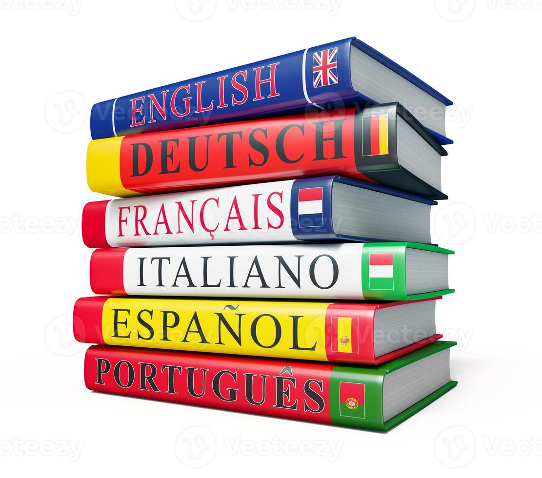 Stack of dictionaries isolated photo