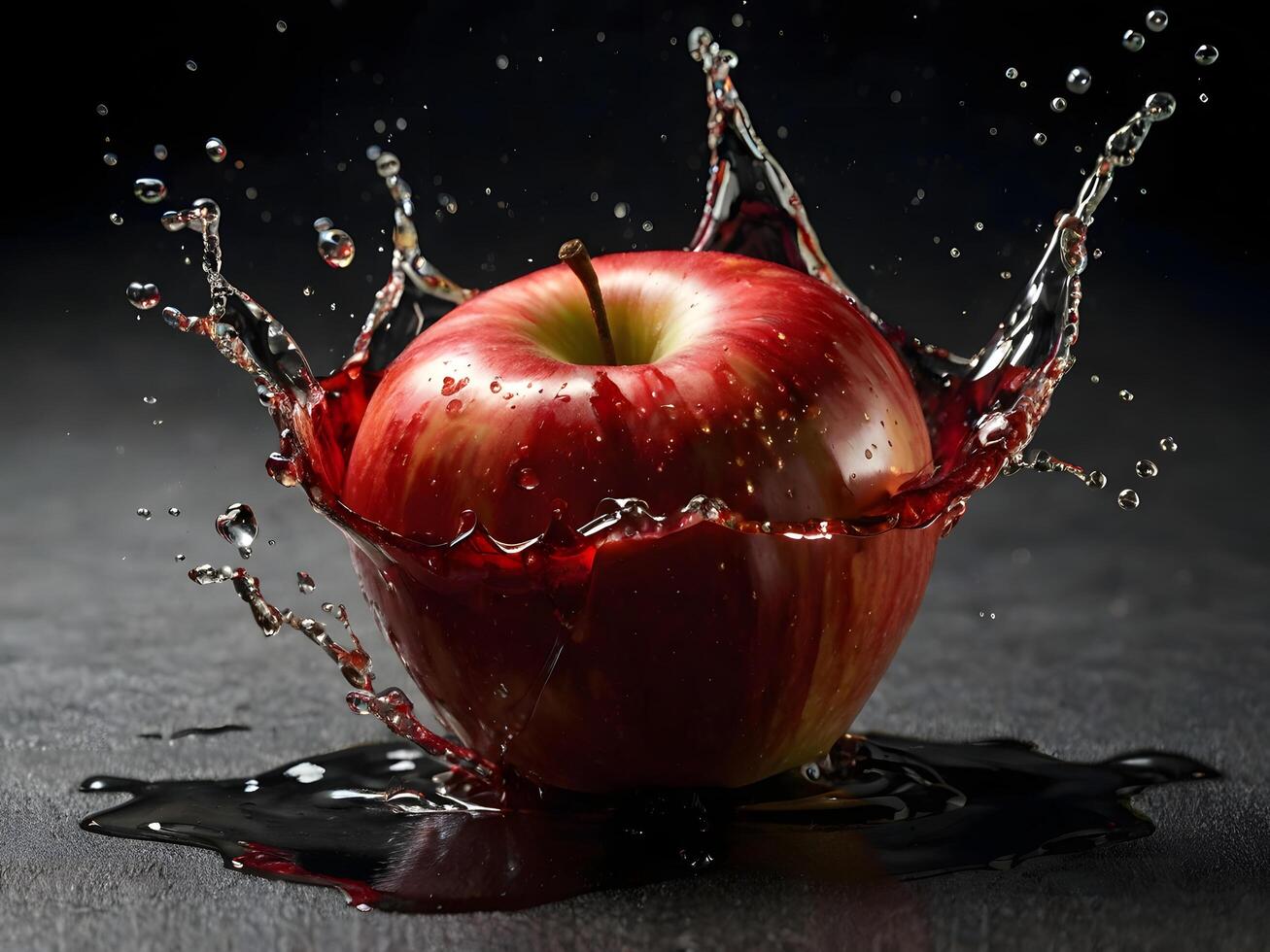 red apple and splash water photo