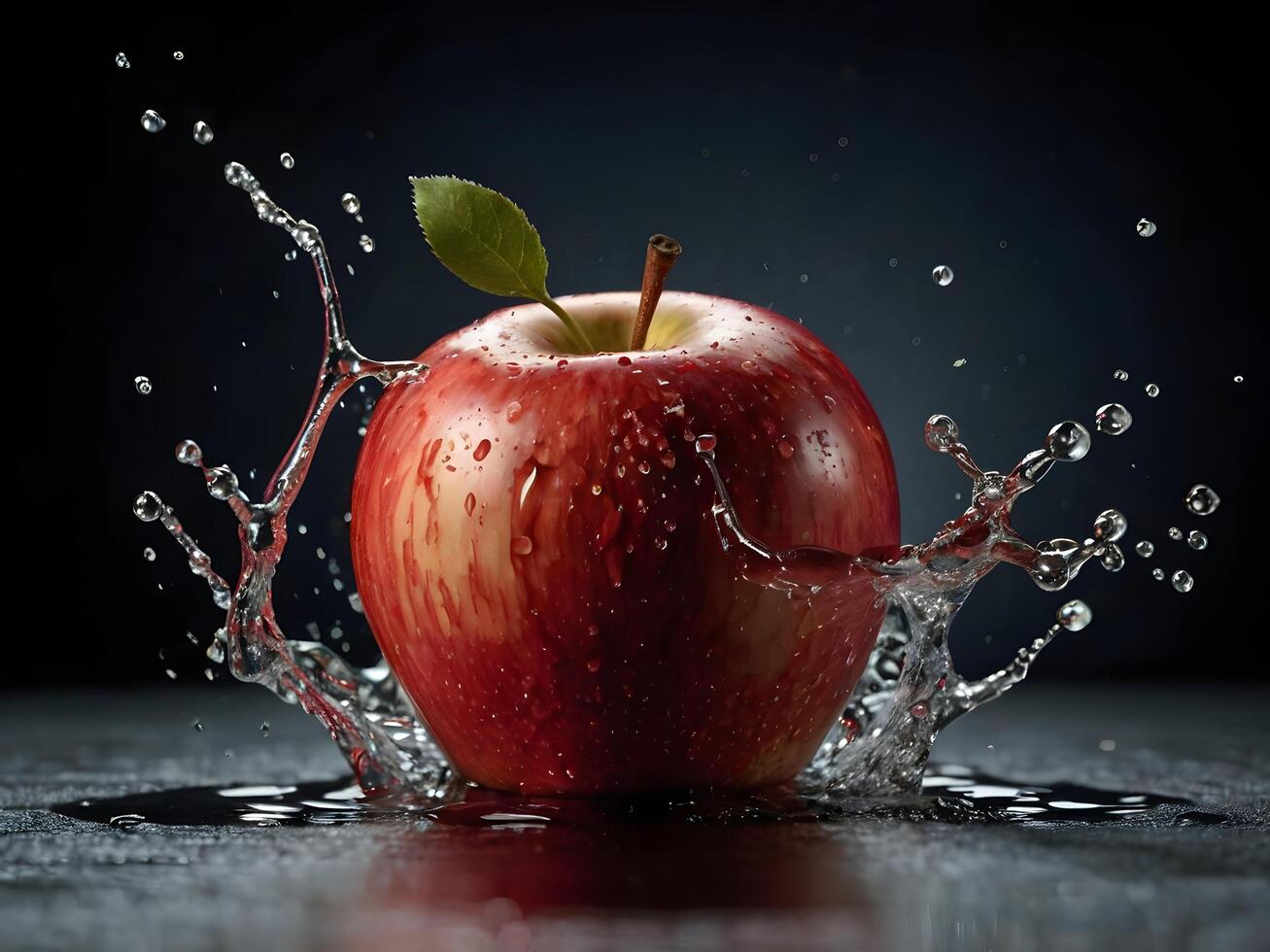 red apple in water photo
