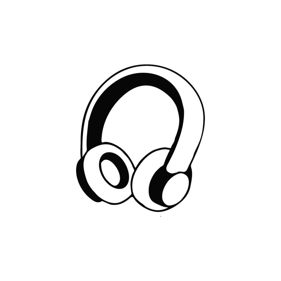Headphone Flat illustration Line Art vector