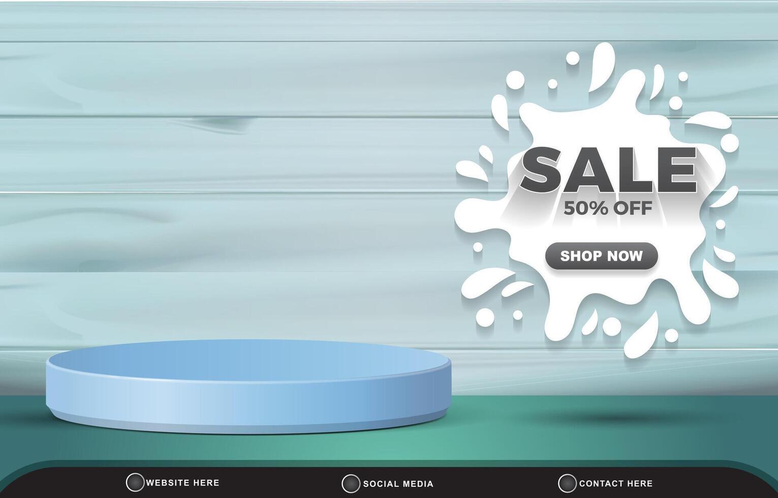 elegant sale discount template banner with blank space 3d podium for product sale with abstract gradient blue and white background design vector