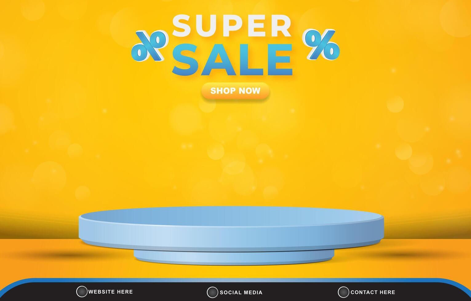 super sale discount template banner with blank space 3d podium for product sale with abstract gradient yellow background design vector